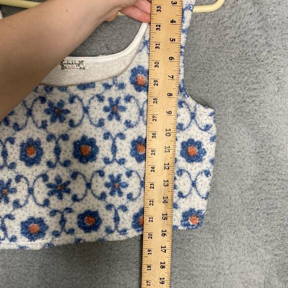 Free People intimately cropped floral fluffy tank lightweight soft blue M - Picture 7 of 8